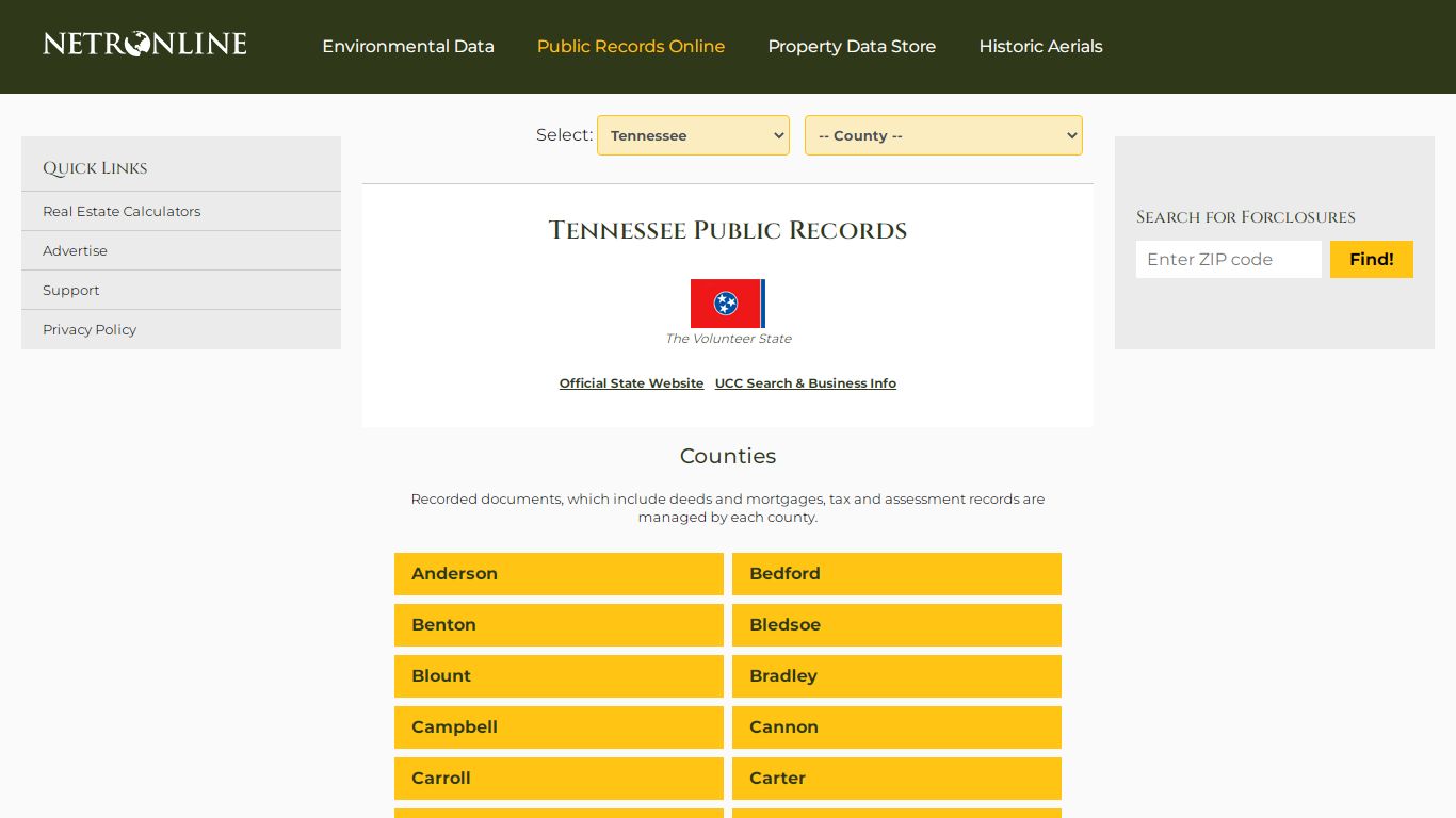 Tennessee Public Records Online Directory - NETROnline.com